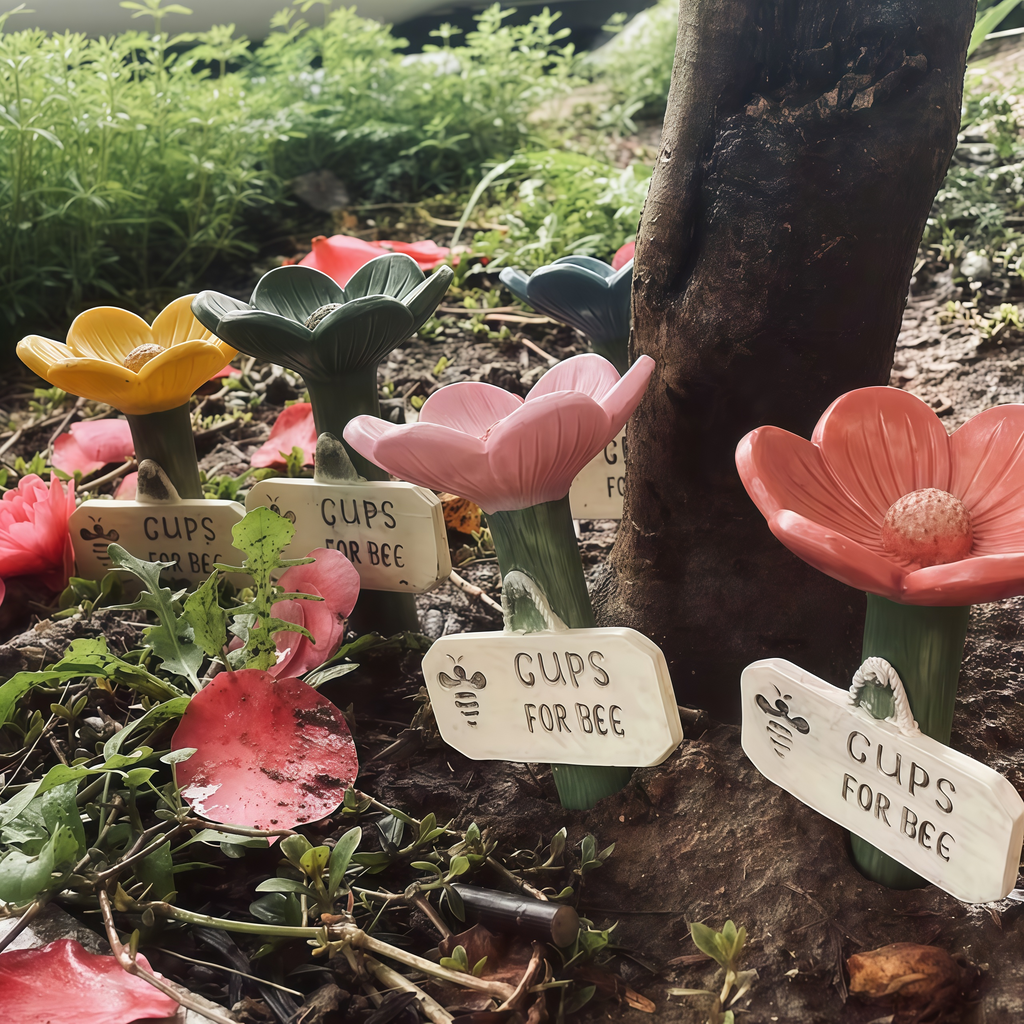 Flower-Shaped Ceramic Bee Watering Station (Random Color)