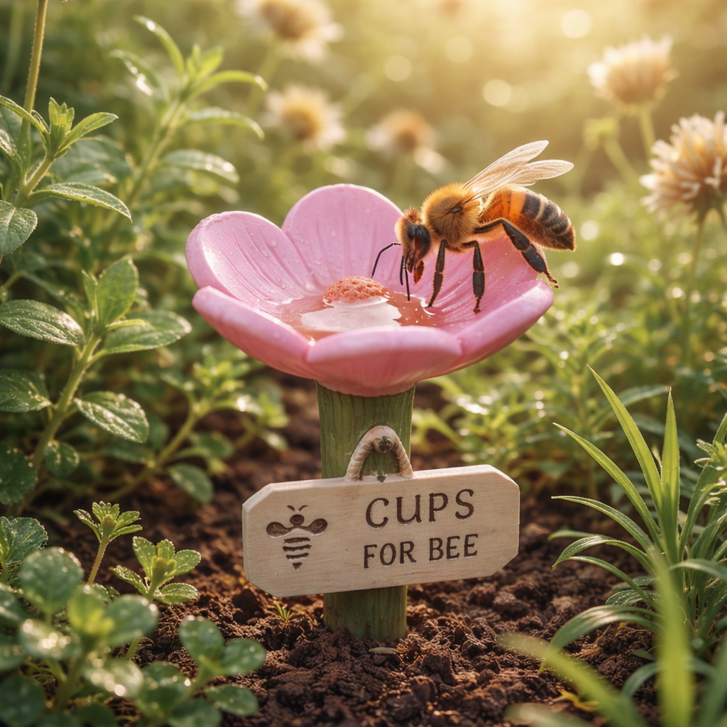 Flower-Shaped Ceramic Bee Watering Station (Random Color)
