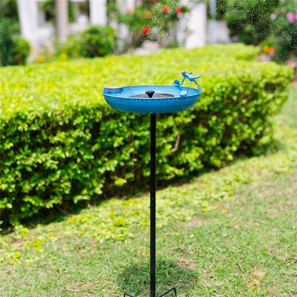Outdoor Metal Bird Bath with Feeder – 37" Tall Garden Decor