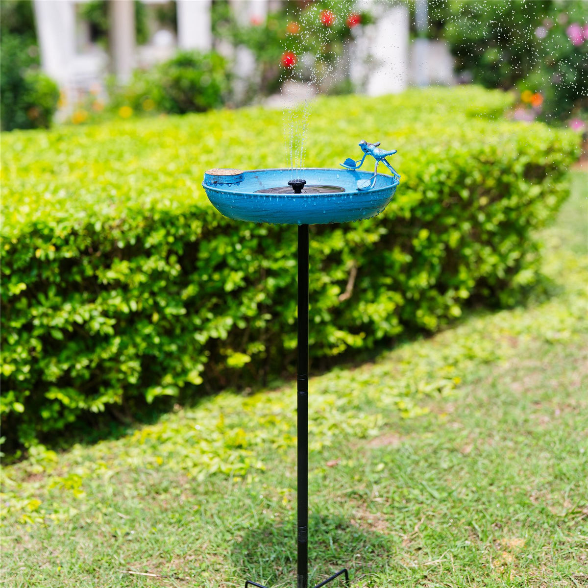 Outdoor Metal Bird Bath with Feeder – 37" Tall Garden Decor