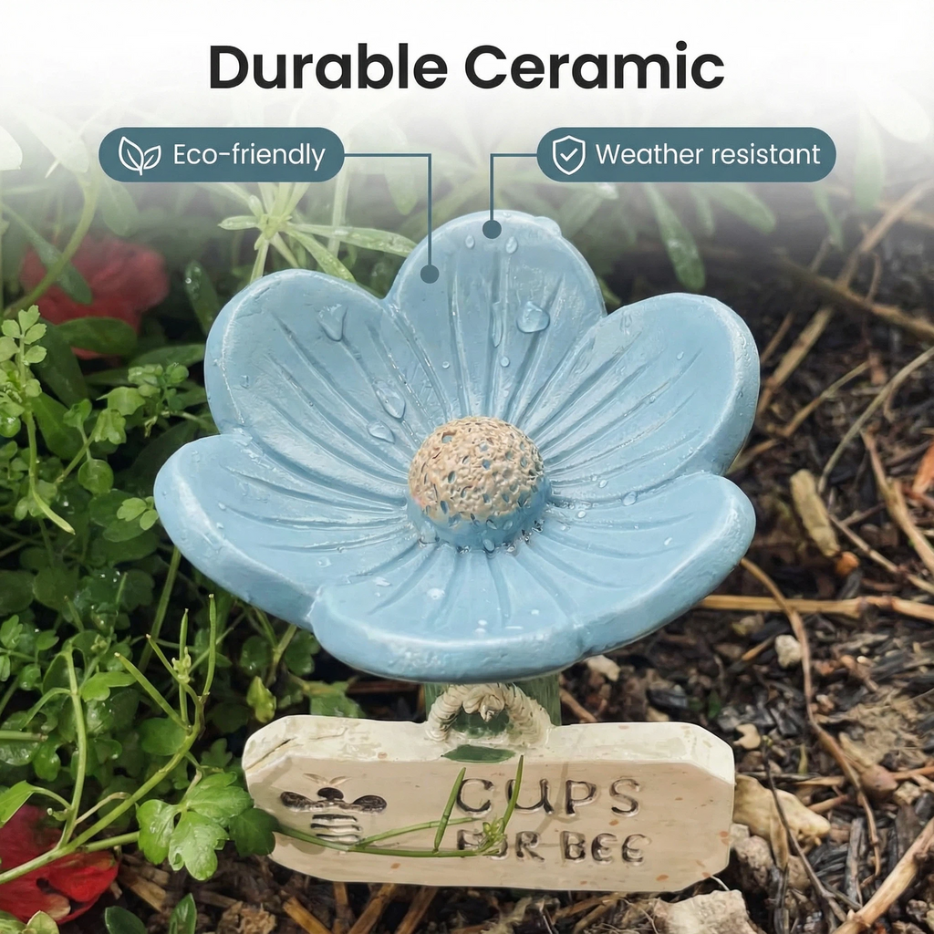 Flower-Shaped Ceramic Bee Watering Station (Random Color)