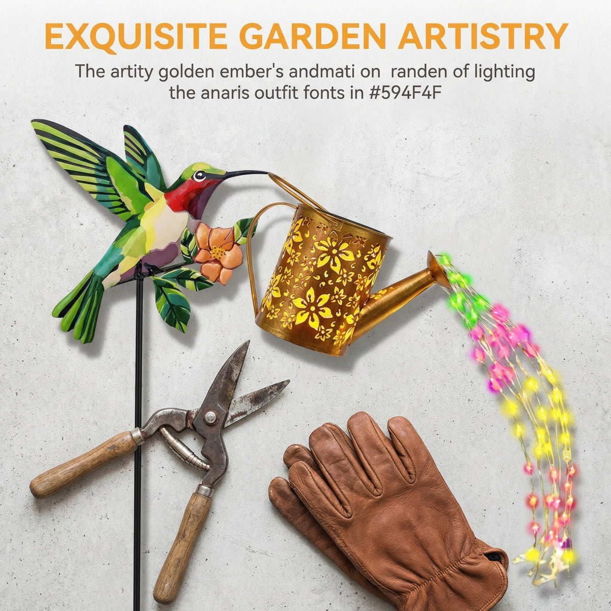 Solar Hummingbird Watering Can Garden Stake Light – Bird-Shaped Flower Solar Lights for Patio, Yard, Lawn & Garden Decor, Outdoor LED Landscape Ambiance Lighting