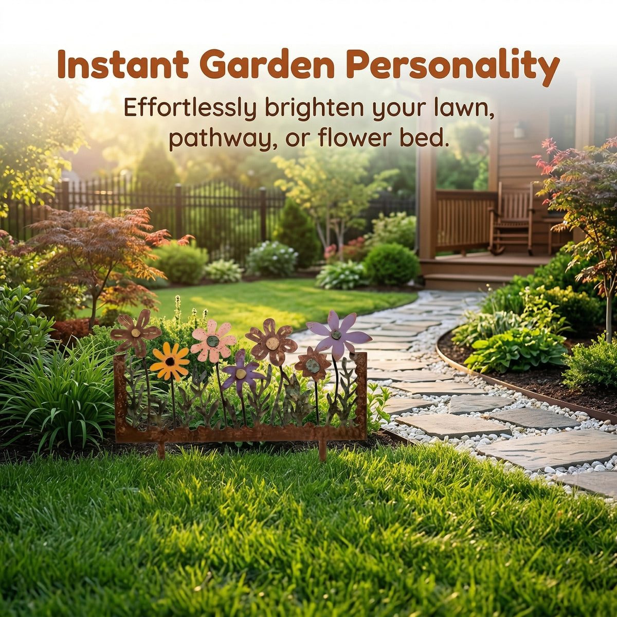 Colorful Metal Flower Garden Stake