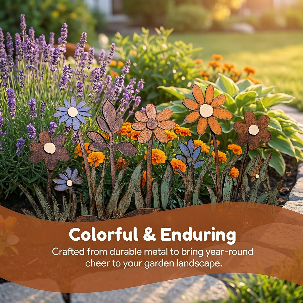 Colorful Metal Flower Garden Stake