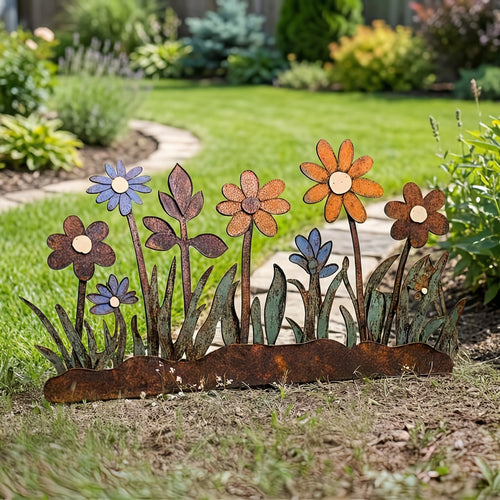 Colorful Metal Flower Garden Stake