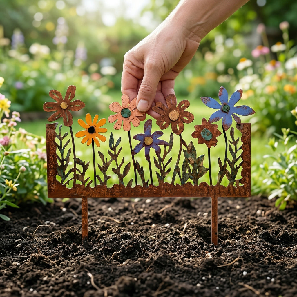 Colorful Metal Flower Garden Stake