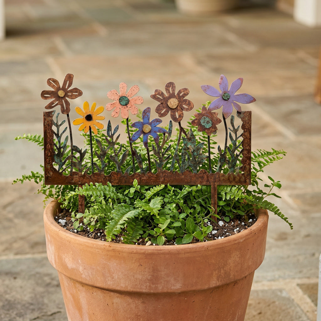 Colorful Metal Flower Garden Stake