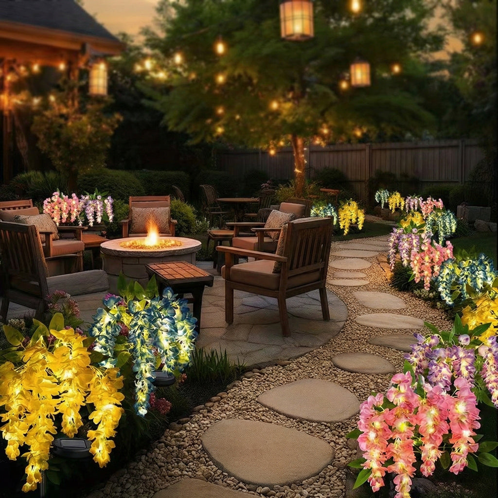 Solar LED Wisteria Flower Stake Lights for Outdoor Garden