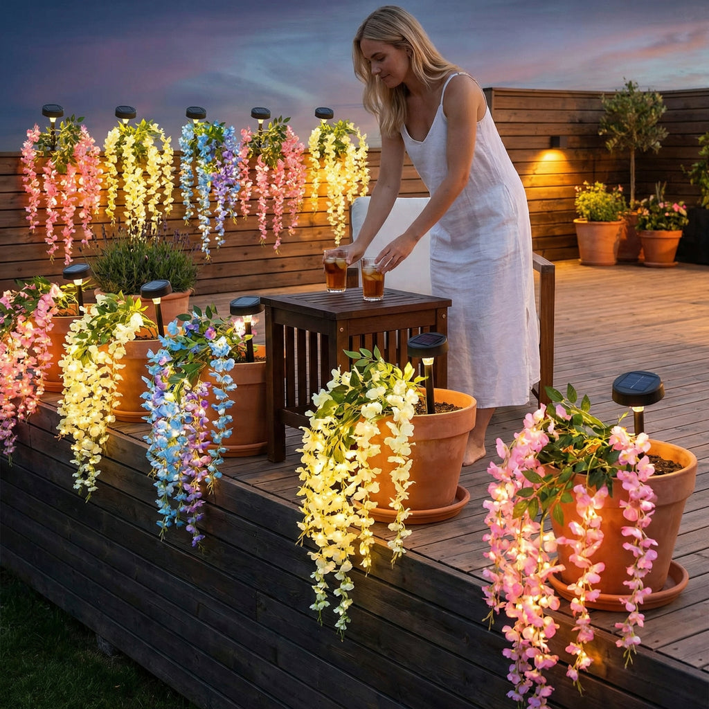 Solar LED Wisteria Flower Stake Lights for Outdoor Garden