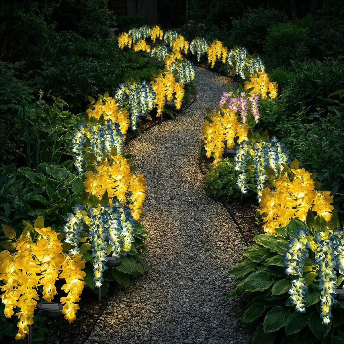 Solar LED Wisteria Flower Stake Lights for Outdoor Garden