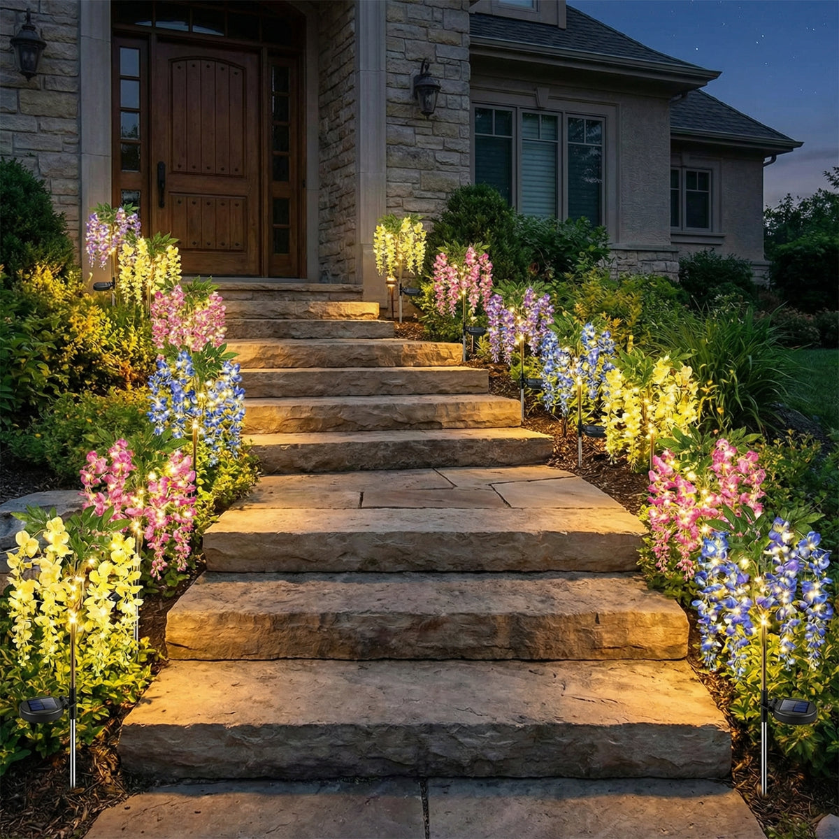 Solar LED Wisteria Flower Stake Lights for Outdoor Garden