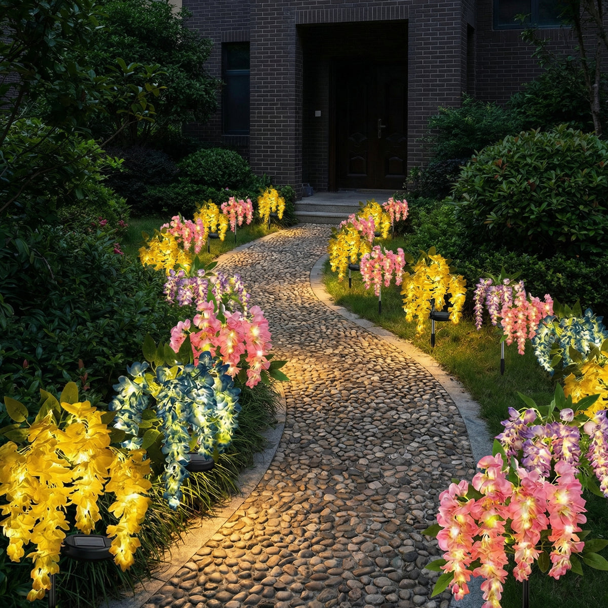 Solar LED Wisteria Flower Stake Lights for Outdoor Garden