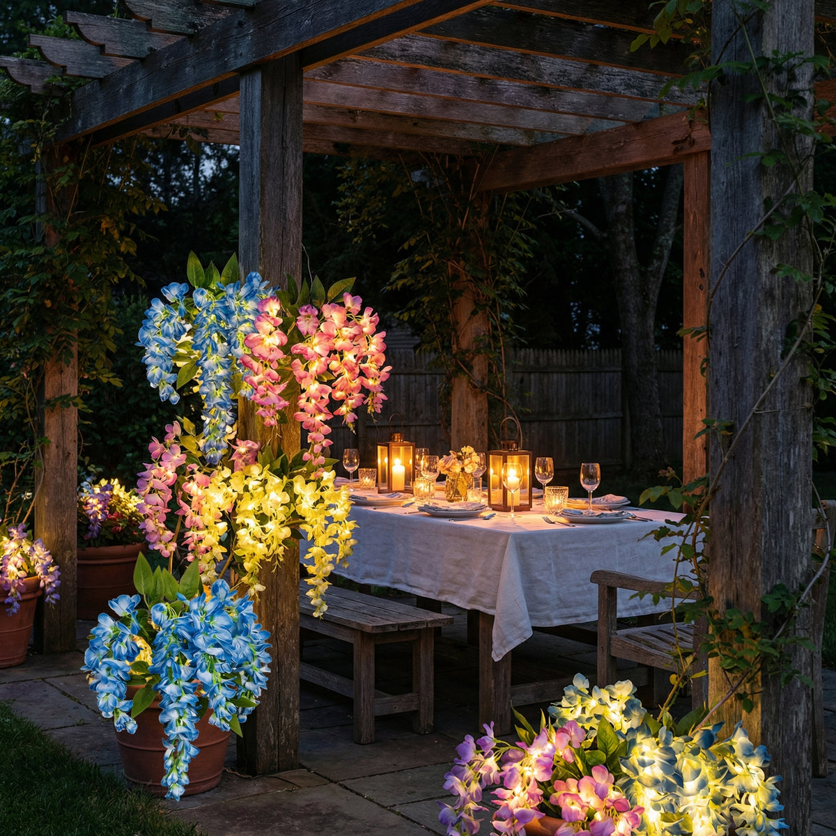 Solar LED Wisteria Flower Stake Lights for Outdoor Garden